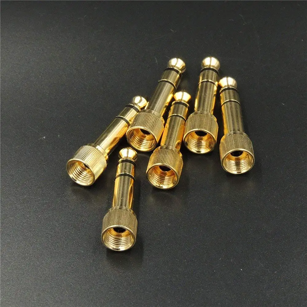 LINKICH 5pcs Gold 1/4" 6.35mm to 3.5mm Plug Stereo Audio Headphone Screw Adapter