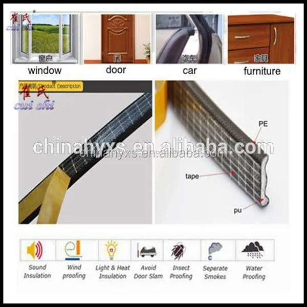 Godagoda Bande de Joint en Mousse de Caoutchouc Fen/être de Porte Auto-Adh/ésive Anticollision Waterproof Boudin de Porte Type D Outils Accessoires