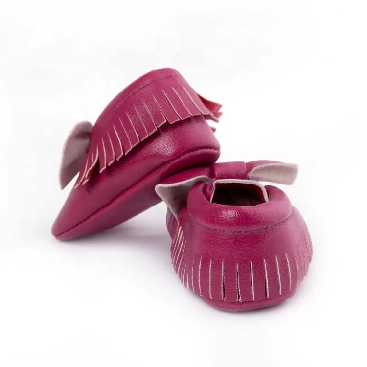 Butterfly-Knot Design Soft Sole Leather Baby Moccasins Shoes For Boys And Girls Unisex