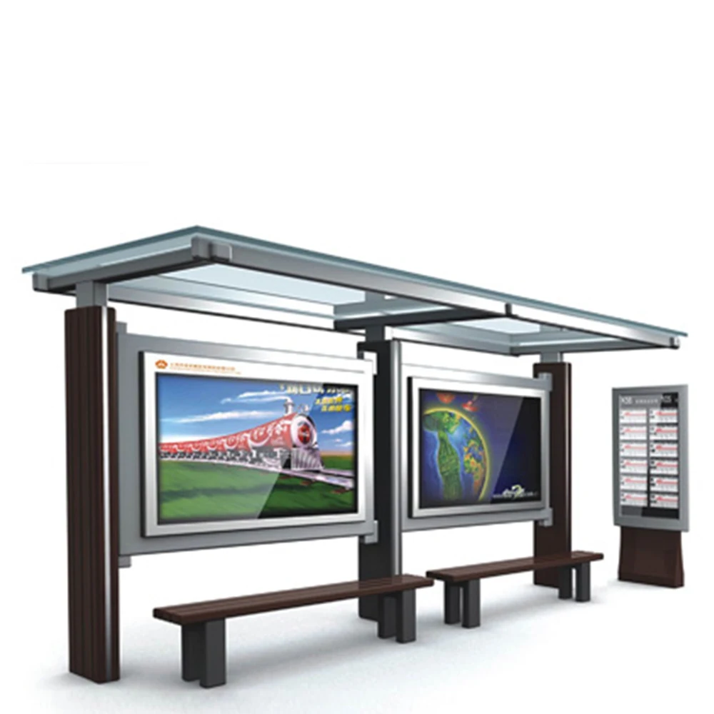 product-YEROO-New Design Stainless Steel Bus Stop Shelter with Advertising Light Box-img