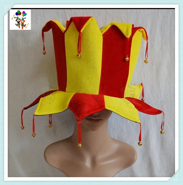 Bells Clown Red Yellow Costume Fancy Dress Party Jester Hats Hpc2636
