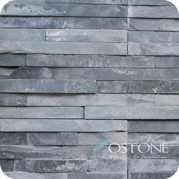 Low Price Decorative Black Slate Rock Outside Wall Cladding For Low Price Decorative Black Slate Rock