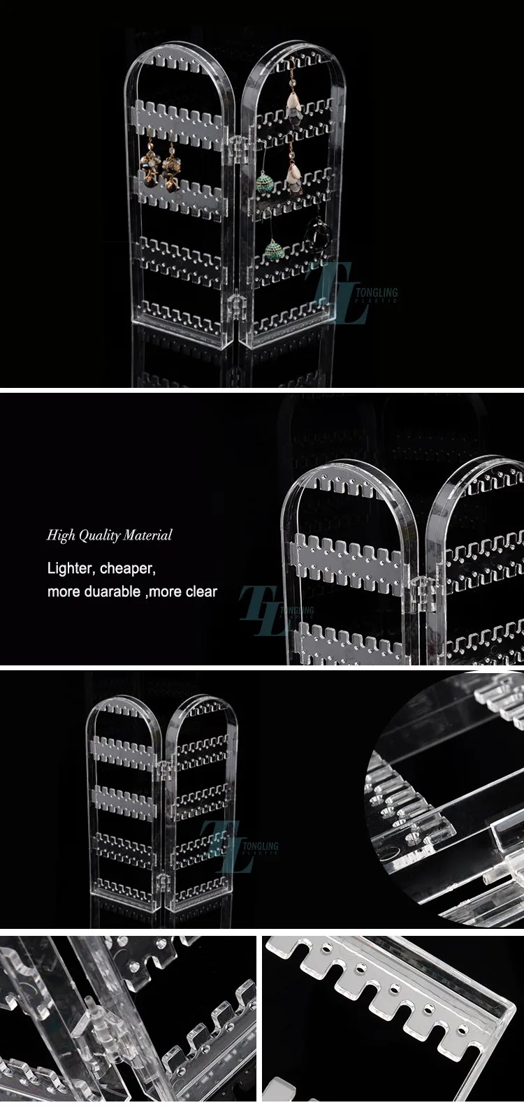 Factory creative acrylic rack earring jewellery tray jewelry display