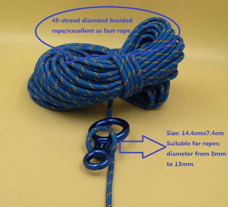 48 Strand Braided Climbing Rope with Figure 8 Ring