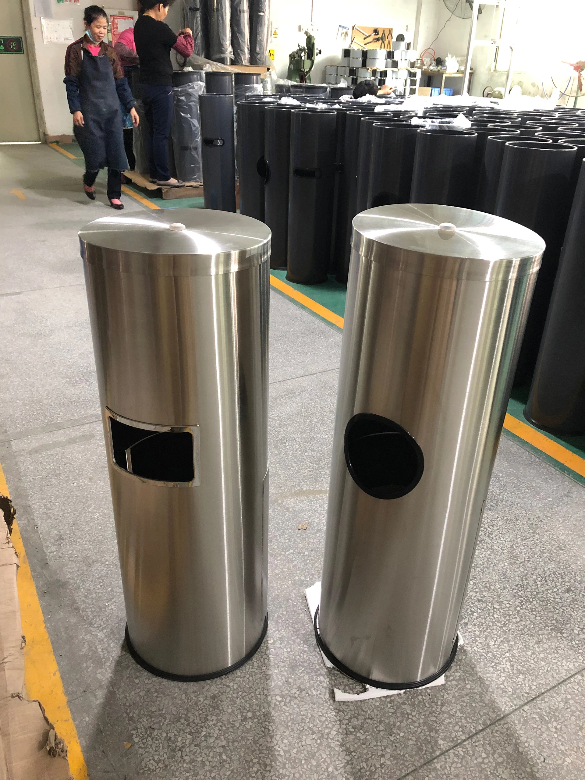 Floor Standing Stainless Steel Gym Wipe Dispenser With Builtin Trash