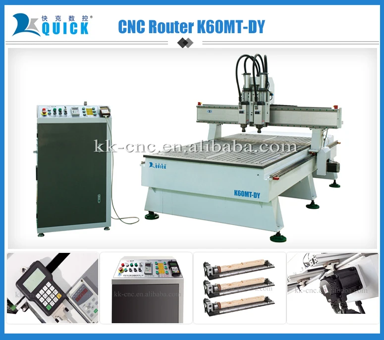 wood cnc router with 2 or 3 spindles