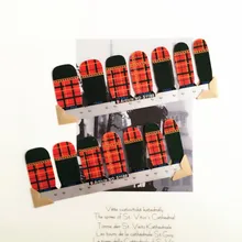 Red Black LatticeNail Arts Sticker 14 pcs set Waterproof Nail Decal Art Sticker Gel Polish Manicure