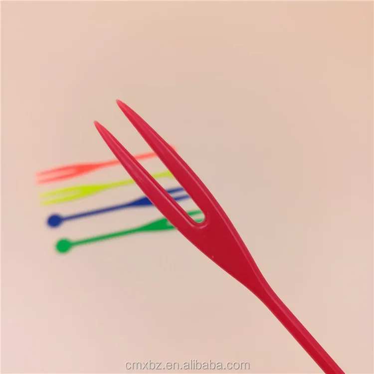 Colorful Ok Handle Disposable Plastic Mini Fruit Fork Buy Fruit Fork