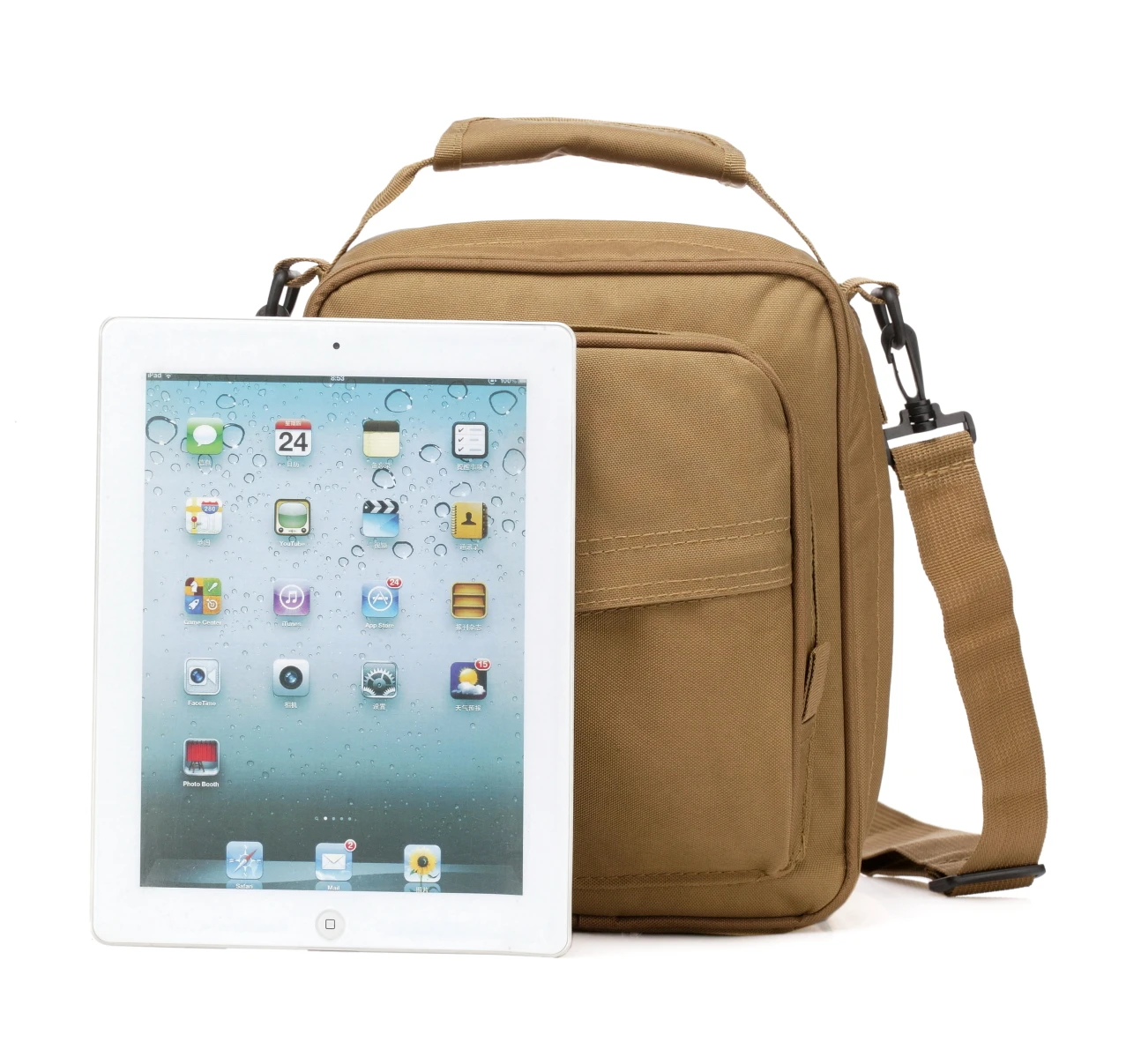 Tan color waterproof durable  EDC sling cross body bag  backpack handbag three-use bag