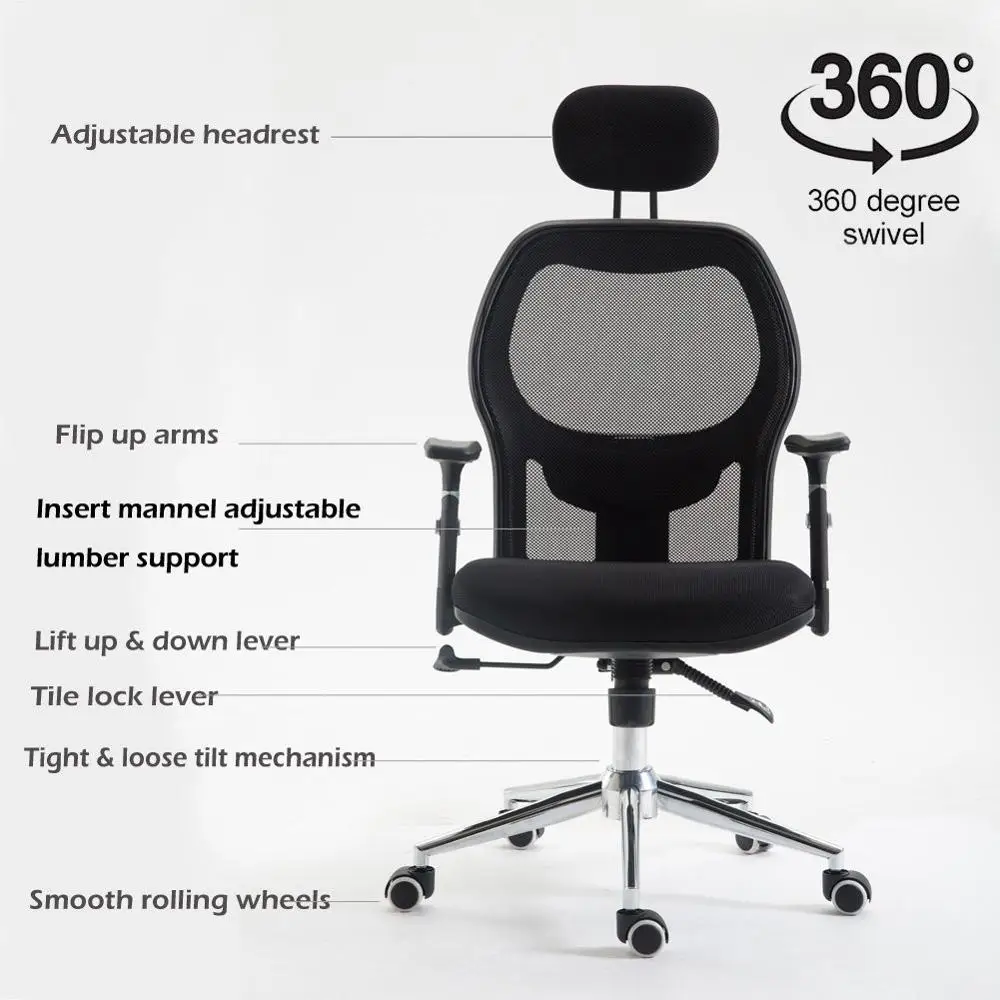 Student nylon base fabric cheap black and red mesh office chair