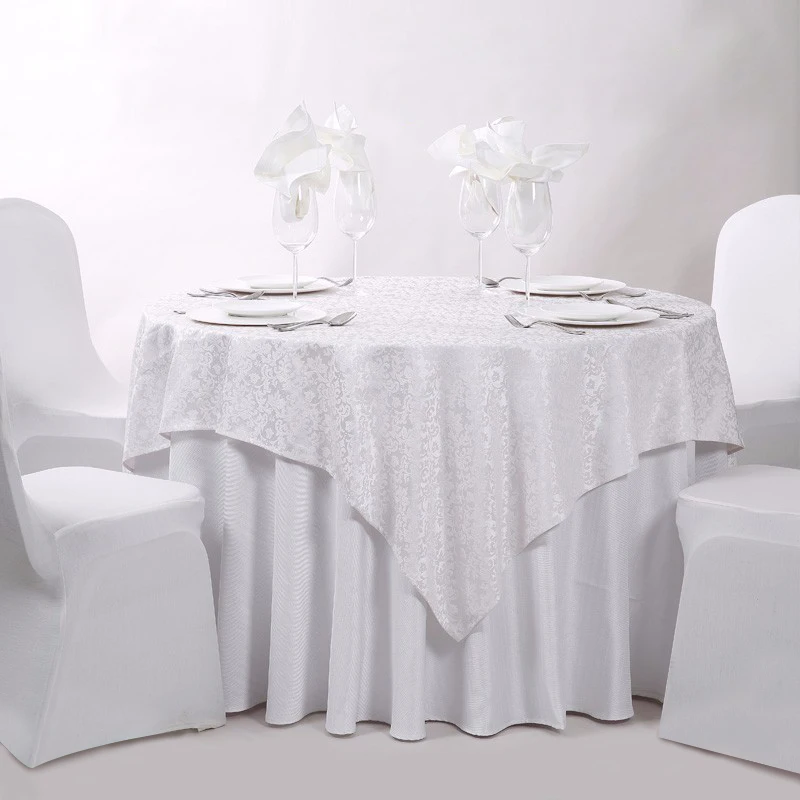 Free Sample Round White Polyester Cotton Banquet Wedding Linen Hotel Table Cloth Tablecloth For Hotels