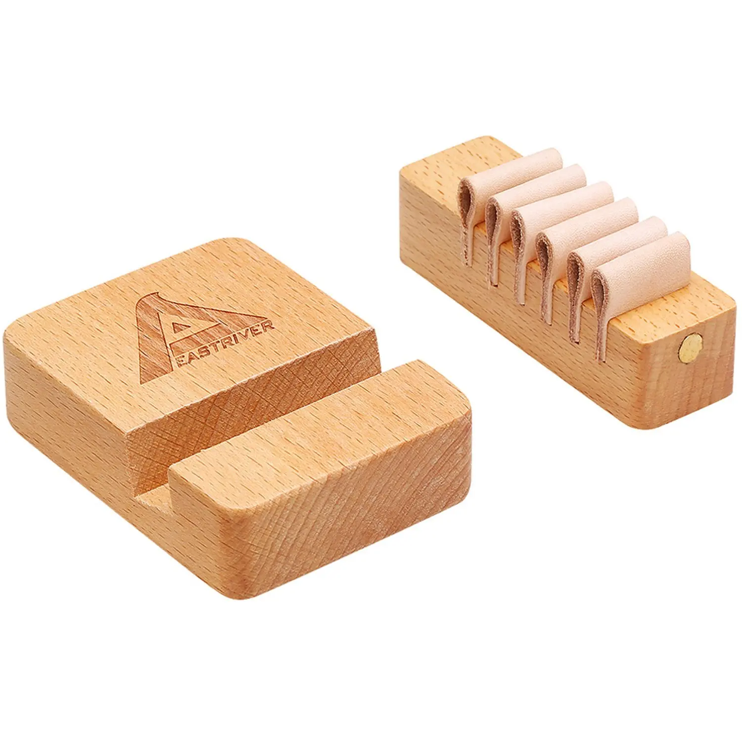 Eastriver Craft Wooden Phone Holder Stand With Cable Clips Eastriver Craft Wooden Phone Holder Stand With Cable Clips Organizer For Manage Usb Charging Cables