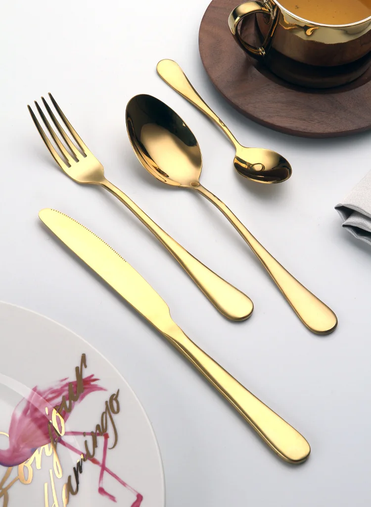 Royal Luxurious 24 Piece Gold Stainless Steel Gold Cutlery Set
