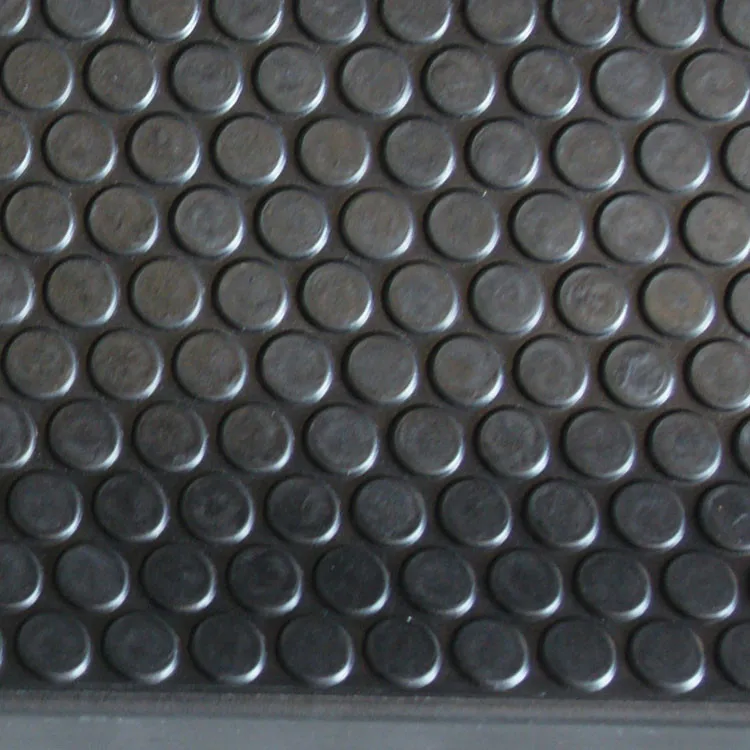 Non Skid Anti Slip Durable Round Stud Black Coin Rubber Mat For