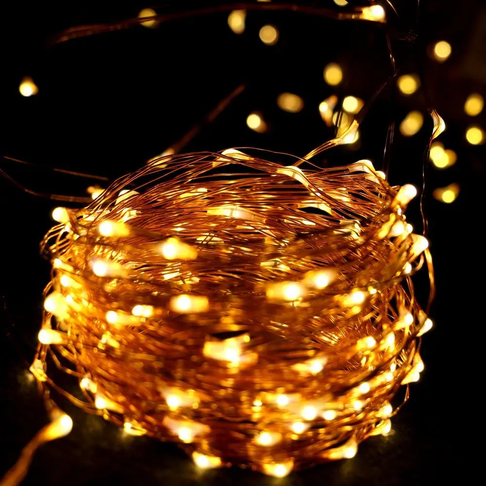 Factory sale copper wire coloured string fairy warm white led christmas tree lights