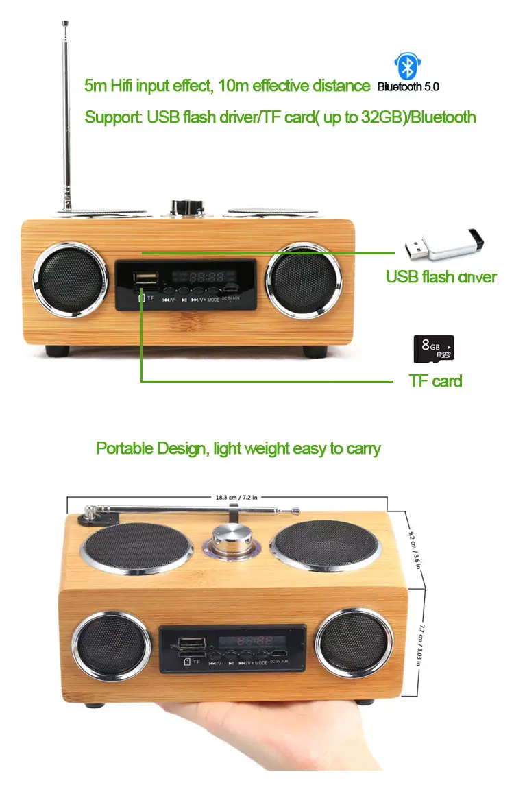 wireless speaker, bamboo speaker, Bluetooth speaker, wood speaker, fm radio speaker, portable speaker, wooden speaker