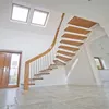 Hot selling indoor frameless glass railing solid wood steps floating staircase