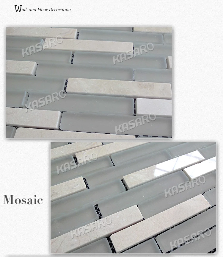 Strip Mosaic Tile, Strip Glass and Stone Mosaic Tile, Subway Tile