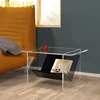 Acrylic Coffee Table With Magazine Rack, Clear Lucite Side Tea Table With Additional Shelf