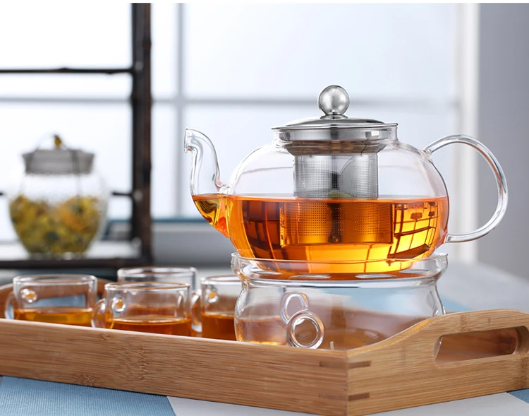 800ml Glass Teapot Kettle With Warmer Tea Pot And Tea Infuser Set Glass Tea Maker Infusers