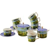 van gogh master piece drawing gift box package afternoon tea sets / Bone China Pink Coffee Tea Sets