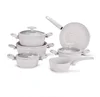 SGS certificated eco-friendly 10 pcs aluminum granite pan set cookware