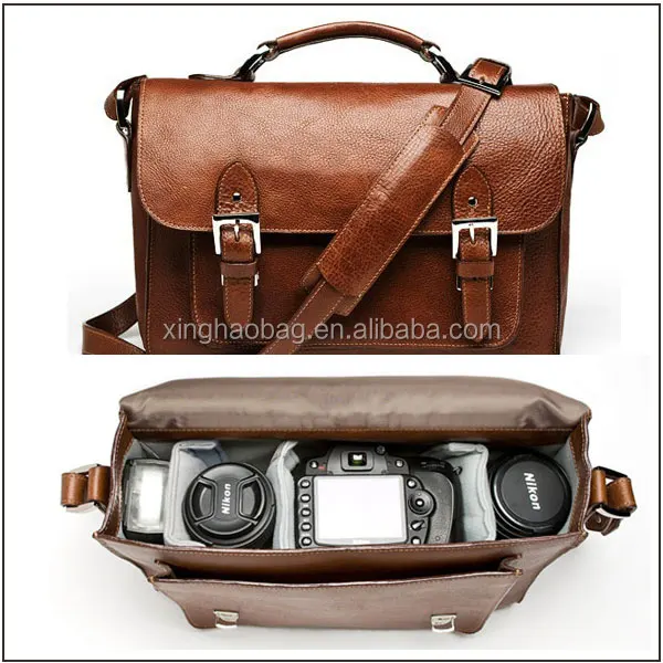 Hot Style Top Grain Leather Hidden Camera Bag Custom Leather Dslr