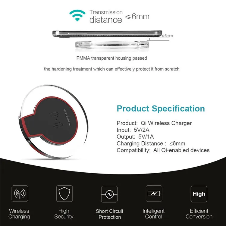 Fantasy Qi Wireless Charger Crystal Ufo Shape Charging Pad With Led Light For iPhone For Huawei