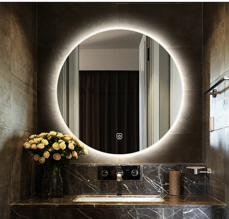 Defogging Backlit Round Led Bathroom Mirror Frameless Led Vanity ...