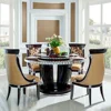 Solid wood home furniture dining set round dining table with 6 chair with lazy susan