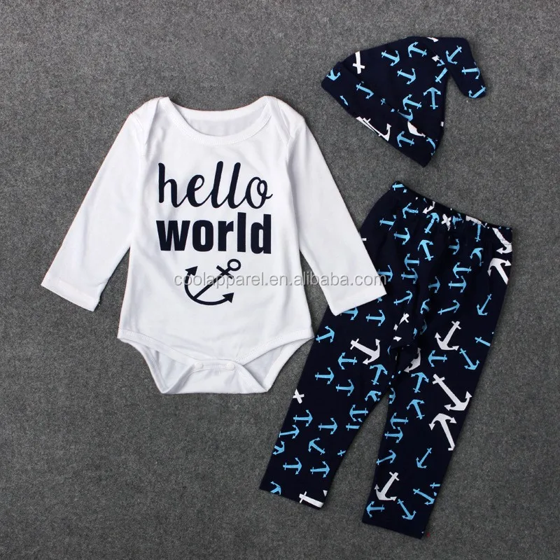 Hello World Baby Boy Name Unique Pattern 3pc Baby Clothes Set Buy Baby Clothes Set 3pc Baby Clothes Set Unique Pattern Baby Clothes Set Product On Alibaba Com