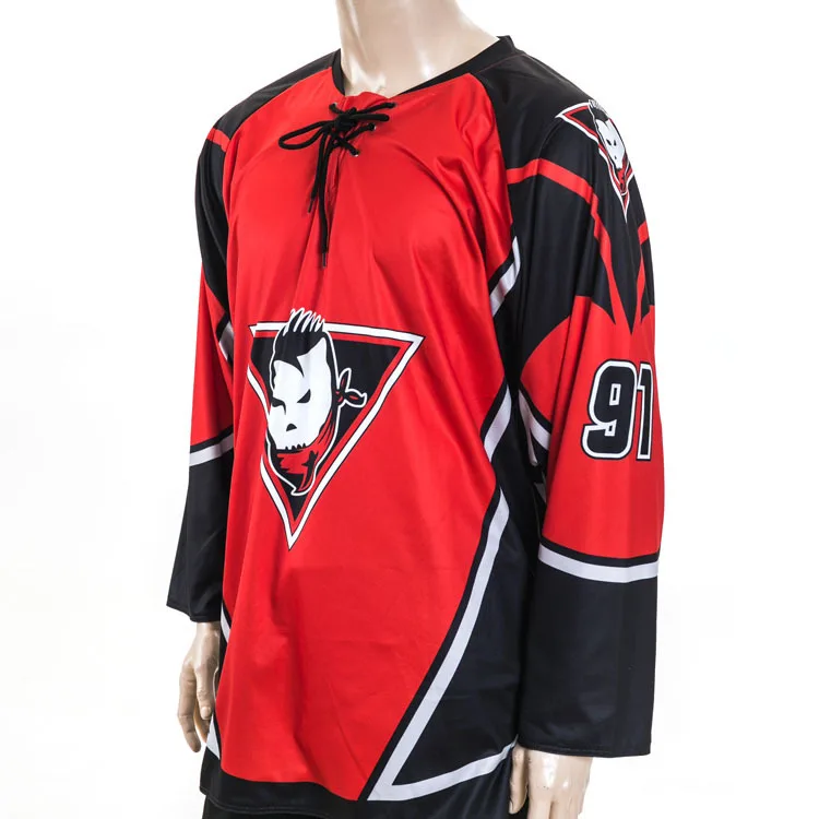 Heavy Rib Knitted Laceup Neck Custom Team Sublimation Professional Ice Hockey Jerseys Buy
