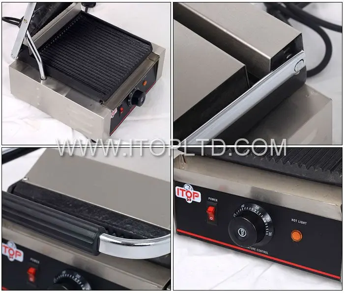 1800W Cast Iron Non-Stick Plate Electric Contact Grill High Quality Panini Sandwich Maker for Outdoor Household and Car Use