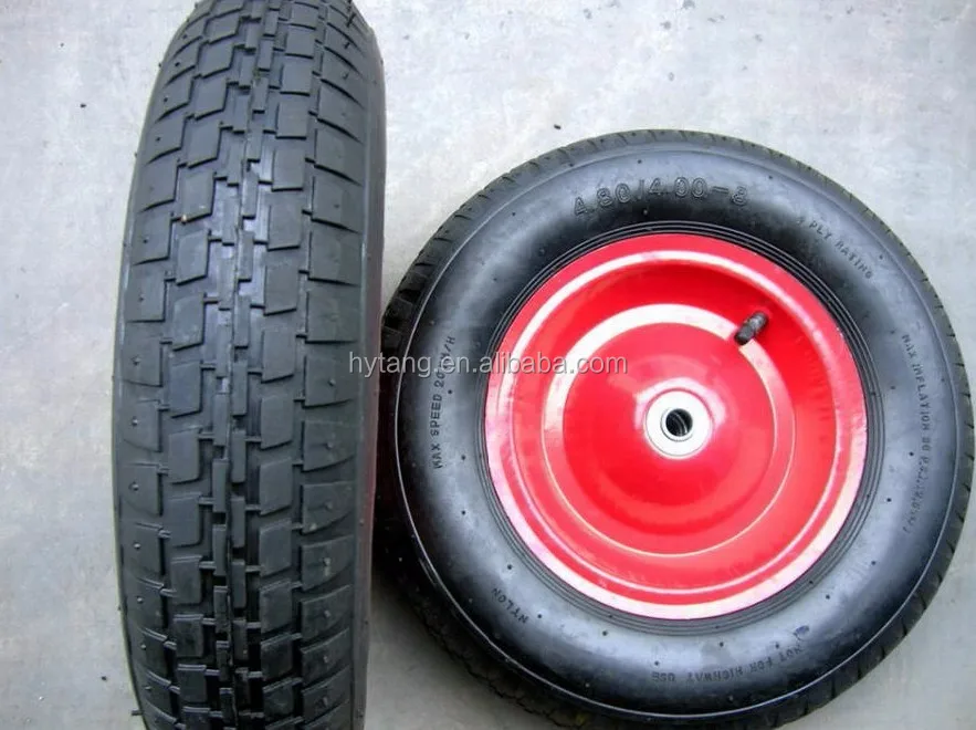 4.008 Pneumatic Rubber Wheel With Red Metal Rim/ Air Wheel Pr3000