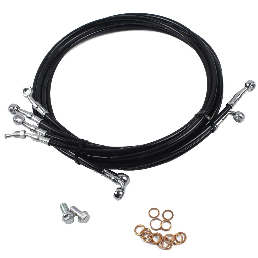 Stainless Motorcycle Brake Line Kits Wire Cable For 10 12 Inch Bar