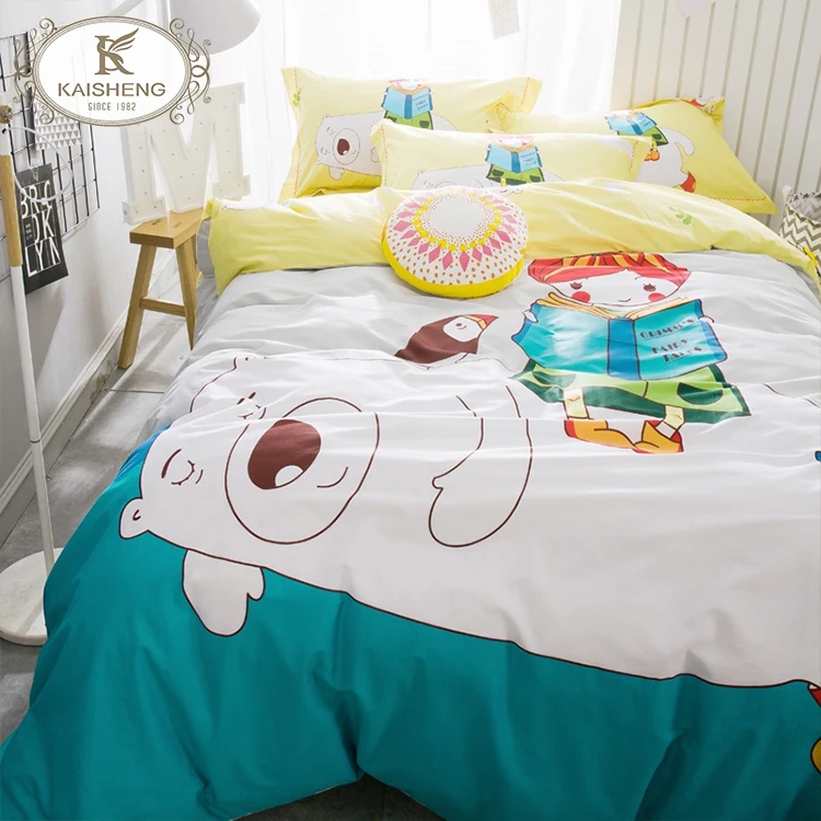 Custom Printed Cartoon Pattern Cotton 4pcs Bed Sheet Set - Buy Bed ...