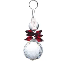 2PCS Clear and Red 30mm Glass Crystal Ball Christmas Snowman Hanging Pendants Suncatcher Chandelier Part Prism Tree Decorations