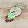 Vintage Native American Seed Beaded Fringed Pendant Necklace