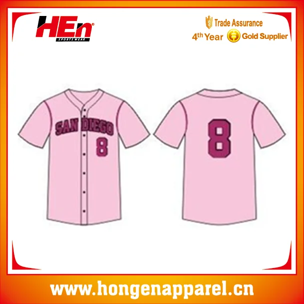 Hongen Pink Baseball Jersey Plain Women 