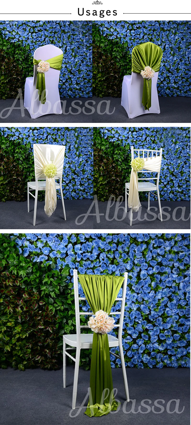 Fancy Colorful Satin Chair Sash For Wedding Decoration Tiffany