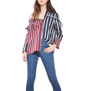 2018 Oem Primavera Dobladillo Desigual A Rayas Mix y 2018 Oem Primavera Dobladillo Desigual A Rayas Mix y