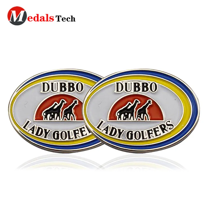 Custom cheap metal soft enamel magnetic sport golf ball markers with cap clip