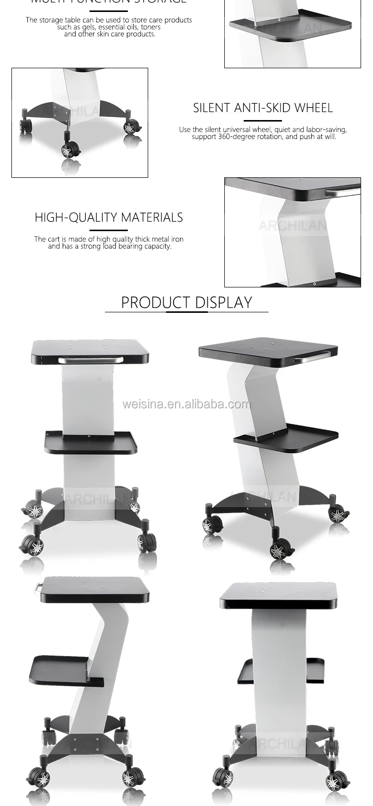 High quatity mobile portable hairdresser trolley for beauty salon