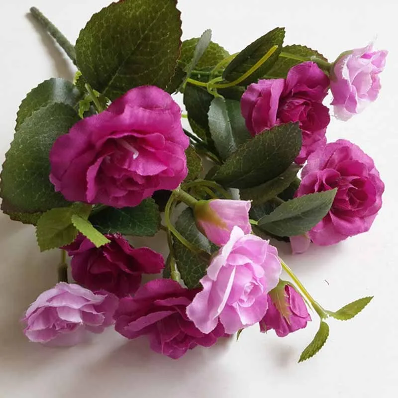 11 Heads Flowers Artificial Mini Roses In Decorative Pots Artificial