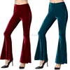 Most Popular Wholesale Elegant Women's Black Trendy Velvet Bell Bottom High Waist Flared Basic Pants Trousers