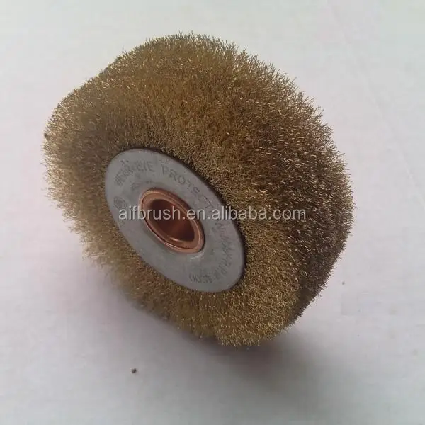3 Inch Brass Round Wire Brushes With 10mm Arbor Hole For Rust Clearance