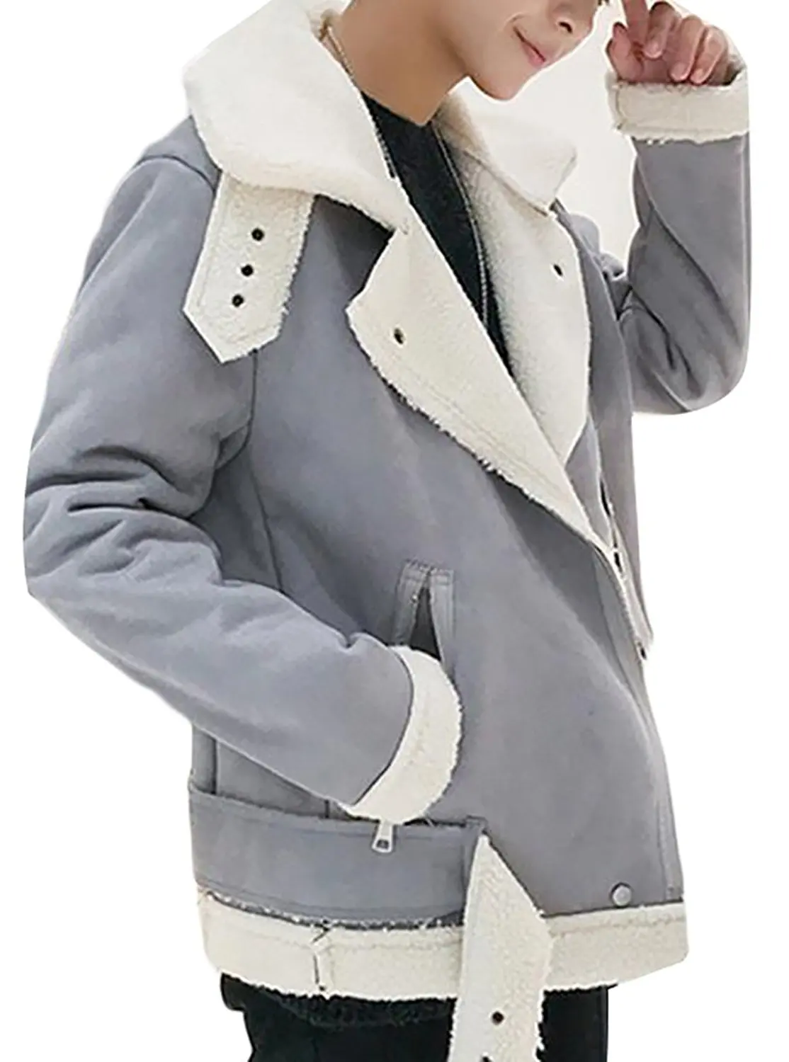 ONTBYB Mens Casual Windbreaker Notch Lapel Single Breasted Jacket Coat
