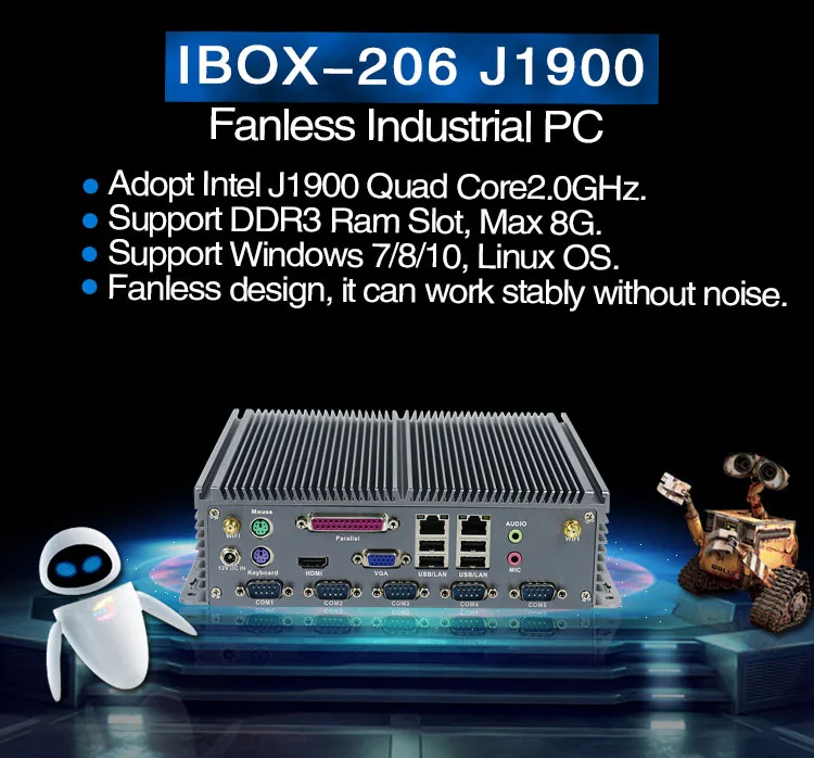 X86 Single Board Computer IBOX-206 J1900 Fanless Mini Pc