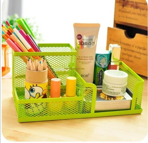 Colored Office Stationery Metal Mesh Desk Organizer Portable Desk