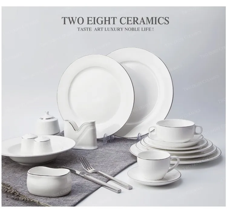 brilliant high quality european style hotel bone china  gold rim dinnerware set